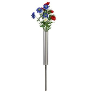 Grabvase aus Edelstahl mit Erdspieß